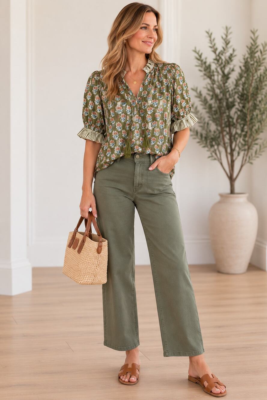 Entro Floral Print Tassel Tie Blouse New With Tags S